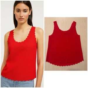 H&M Divided red scalloped-edge tank top in size Small